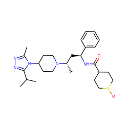 Cc1nnc(C(C)C)n1C1CCN([C@@H](C)C[C@H](NC(=O)C2CC[S+]([O-])CC2)c2ccccc2)CC1 ZINC000040423211