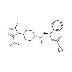 Cc1nnc(C(C)C)n1C1CCN([C@@H](C)C[C@H](NC(=O)C2CC2)c2ccccc2)CC1 ZINC000040402231