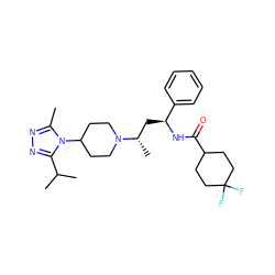 Cc1nnc(C(C)C)n1C1CCN([C@@H](C)C[C@H](NC(=O)C2CCC(F)(F)CC2)c2ccccc2)CC1 ZINC000040950138