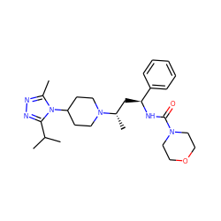 Cc1nnc(C(C)C)n1C1CCN([C@@H](C)C[C@H](NC(=O)N2CCOCC2)c2ccccc2)CC1 ZINC000040423369