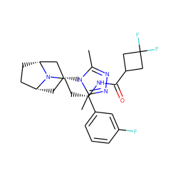 Cc1nnc(C)n1[C@@H]1C[C@@H]2CC[C@H](C1)N2CC[C@H](NC(=O)C1CC(F)(F)C1)c1cccc(F)c1 ZINC000101330429