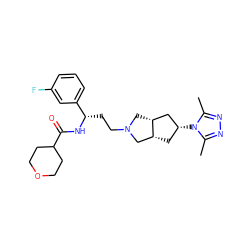 Cc1nnc(C)n1[C@@H]1C[C@@H]2CN(CC[C@H](NC(=O)C3CCOCC3)c3cccc(F)c3)C[C@@H]2C1 ZINC000101330415