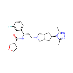 Cc1nnc(C)n1[C@H]1C[C@@H]2CN(CC[C@H](NC(=O)[C@@H]3CCOC3)c3cccc(F)c3)C[C@@H]2C1 ZINC000101330443