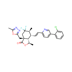 Cc1nnc(C[C@@]23CC(F)(F)[C@@H](C)[C@H](/C=C/c4ccc(-c5ccccc5Cl)cn4)[C@@H]2[C@@H](C)OC3=O)o1 ZINC001772605758