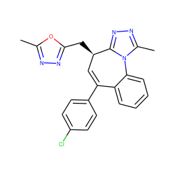 Cc1nnc(C[C@@H]2C=C(c3ccc(Cl)cc3)c3ccccc3-n3c(C)nnc32)o1 ZINC000208973059