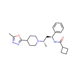 Cc1nnc(C2CCN([C@@H](C)C[C@H](NC(=O)C3CCC3)c3ccccc3)CC2)o1 ZINC000040393498