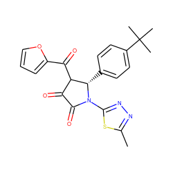 Cc1nnc(N2C(=O)C(=O)C(C(=O)c3ccco3)[C@@H]2c2ccc(C(C)(C)C)cc2)s1 ZINC000000633354