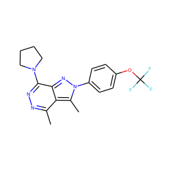 Cc1nnc(N2CCCC2)c2nn(-c3ccc(OC(F)(F)F)cc3)c(C)c12 ZINC000072110907