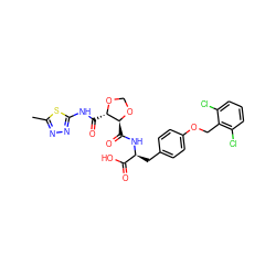 Cc1nnc(NC(=O)[C@@H]2OCO[C@H]2C(=O)N[C@@H](Cc2ccc(OCc3c(Cl)cccc3Cl)cc2)C(=O)O)s1 ZINC000058583234