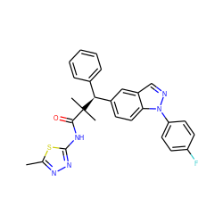 Cc1nnc(NC(=O)C(C)(C)[C@@H](c2ccccc2)c2ccc3c(cnn3-c3ccc(F)cc3)c2)s1 ZINC000096283944