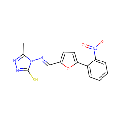 Cc1nnc(S)n1/N=C/c1ccc(-c2ccccc2[N+](=O)[O-])o1 ZINC000008671584