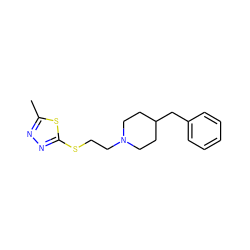 Cc1nnc(SCCN2CCC(Cc3ccccc3)CC2)s1 ZINC000027620306