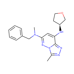 Cc1nnc2c(N[C@H]3CCOC3)cc(N(C)Cc3ccccc3)nn12 ZINC000213518075