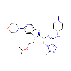 Cc1nnc2c(NC3CCN(C)CC3)nc(-c3nc4cnc(N5CCOCC5)cc4n3CCOC(C)C)cn12 ZINC001772648108