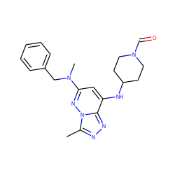 Cc1nnc2c(NC3CCN(C=O)CC3)cc(N(C)Cc3ccccc3)nn12 ZINC000213532187