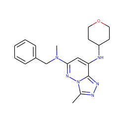 Cc1nnc2c(NC3CCOCC3)cc(N(C)Cc3ccccc3)nn12 ZINC000213517991