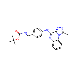 Cc1nnc2c(Nc3ccc(CNC(=O)OC(C)(C)C)cc3)nc3ccccc3n12 ZINC001772601495