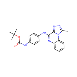 Cc1nnc2c(Nc3ccc(NC(=O)OC(C)(C)C)cc3)nc3ccccc3n12 ZINC001772602735