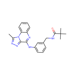 Cc1nnc2c(Nc3cccc(CNC(=O)C(C)(C)C)c3)nc3ccccc3n12 ZINC001772647574