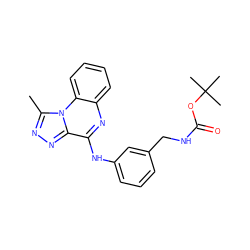 Cc1nnc2c(Nc3cccc(CNC(=O)OC(C)(C)C)c3)nc3ccccc3n12 ZINC001772632098