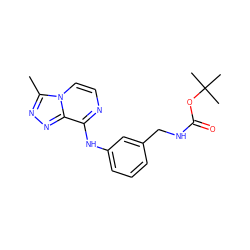 Cc1nnc2c(Nc3cccc(CNC(=O)OC(C)(C)C)c3)nccn12 ZINC001559099048