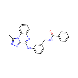 Cc1nnc2c(Nc3cccc(CNC(=O)c4ccccc4)c3)nc3ccccc3n12 ZINC001772618791