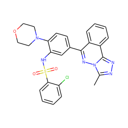 Cc1nnc2c3ccccc3c(-c3ccc(N4CCOCC4)c(NS(=O)(=O)c4ccccc4Cl)c3)nn12 ZINC000098209626