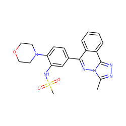 Cc1nnc2c3ccccc3c(-c3ccc(N4CCOCC4)c(NS(C)(=O)=O)c3)nn12 ZINC000103248886