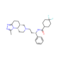 Cc1nnc2n1[C@H]1CCN(CC[C@H](NC(=O)C3CCC(F)(F)CC3)c3ccccc3)C[C@H]1CC2 ZINC001772602440