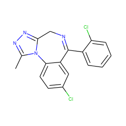 Cc1nnc2n1-c1ccc(Cl)cc1C(c1ccccc1Cl)=NC2 ZINC000000002212