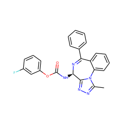 Cc1nnc2n1-c1ccccc1C(c1ccccc1)=N[C@@H]2NC(=O)Oc1cccc(F)c1 ZINC000096284860