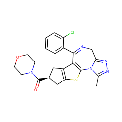 Cc1nnc2n1-c1sc3c(c1C(c1ccccc1Cl)=NC2)C[C@H](C(=O)N1CCOCC1)C3 ZINC000002016003