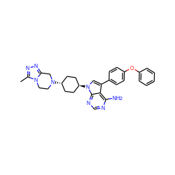 Cc1nnc2n1CCN([C@H]1CC[C@H](n3cc(-c4ccc(Oc5ccccc5)cc4)c4c(N)ncnc43)CC1)C2 ZINC001772600293