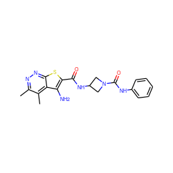 Cc1nnc2sc(C(=O)NC3CN(C(=O)Nc4ccccc4)C3)c(N)c2c1C ZINC000221820368