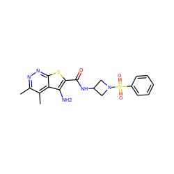 Cc1nnc2sc(C(=O)NC3CN(S(=O)(=O)c4ccccc4)C3)c(N)c2c1C ZINC000221823027