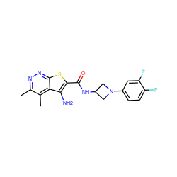 Cc1nnc2sc(C(=O)NC3CN(c4ccc(F)c(F)c4)C3)c(N)c2c1C ZINC001772581246