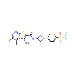 Cc1nnc2sc(C(=O)NC3CN(c4ccc(S(=O)(=O)C(F)F)cc4)C3)c(N)c2c1C ZINC001772627848