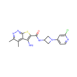 Cc1nnc2sc(C(=O)NC3CN(c4ccnc(Cl)c4)C3)c(N)c2c1C ZINC001772618383