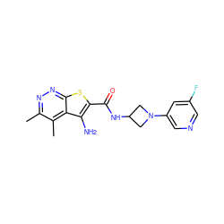 Cc1nnc2sc(C(=O)NC3CN(c4cncc(F)c4)C3)c(N)c2c1C ZINC001772613154