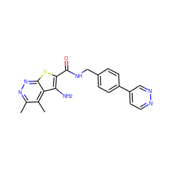 Cc1nnc2sc(C(=O)NCc3ccc(-c4ccnnc4)cc3)c(N)c2c1C ZINC001772653955