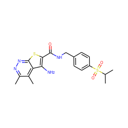 Cc1nnc2sc(C(=O)NCc3ccc(S(=O)(=O)C(C)C)cc3)c(N)c2c1C ZINC000221823805