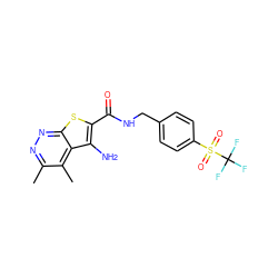 Cc1nnc2sc(C(=O)NCc3ccc(S(=O)(=O)C(F)(F)F)cc3)c(N)c2c1C ZINC000208939192