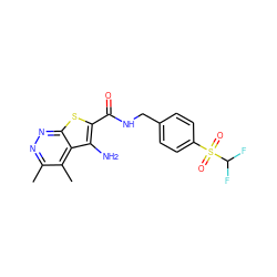 Cc1nnc2sc(C(=O)NCc3ccc(S(=O)(=O)C(F)F)cc3)c(N)c2c1C ZINC000220909907