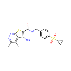 Cc1nnc2sc(C(=O)NCc3ccc(S(=O)(=O)C4CC4)cc3)c(N)c2c1C ZINC000221812160