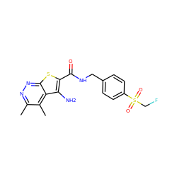 Cc1nnc2sc(C(=O)NCc3ccc(S(=O)(=O)CF)cc3)c(N)c2c1C ZINC000220923921