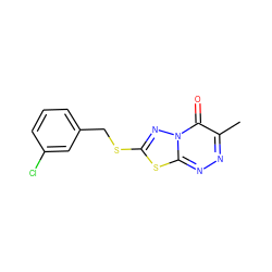 Cc1nnc2sc(SCc3cccc(Cl)c3)nn2c1=O ZINC000004338864