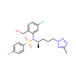 Cc1nnn(CCC[C@@H](C)N(c2cc(Cl)ccc2CO)S(=O)(=O)c2ccc(Cl)cc2)n1 ZINC000028978315