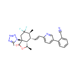 Cc1nnnn1[C@@]12CC(F)(F)[C@@H](C)[C@H](/C=C/c3ccc(-c4ccccc4C#N)cn3)[C@@H]1[C@@H](C)OC2=O ZINC000204929890