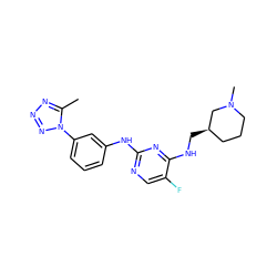 Cc1nnnn1-c1cccc(Nc2ncc(F)c(NC[C@@H]3CCCN(C)C3)n2)c1 ZINC000473135329