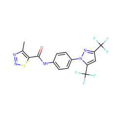 Cc1nnsc1C(=O)Nc1ccc(-n2nc(C(F)(F)F)cc2C(F)(F)F)cc1 ZINC000000591398